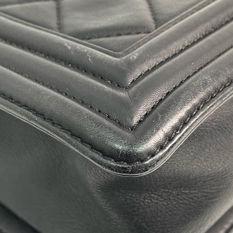 △ Chanel 香奈兒 Black Lambskin Boy 25CM Ruthenium-Finish Metal Chain Shoulder Bag No.19 A92267 黑色小羊皮鍍釕金屬鎖鏈肩背袋No.19 - 267000472-8