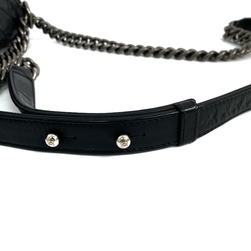 △ Chanel 香奈兒 Black Lambskin Boy 25CM Ruthenium-Finish Metal Chain Shoulder Bag No.19 A92267 黑色小羊皮鍍釕金屬鎖鏈肩背袋No.19 - 267000472-11
