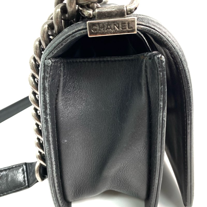 △ Chanel 香奈兒 Black Lambskin Boy 25CM Ruthenium-Finish Metal Chain Shoulder Bag No.19 A92267 黑色小羊皮鍍釕金屬鎖鏈肩背袋No.19 - 267000472-21