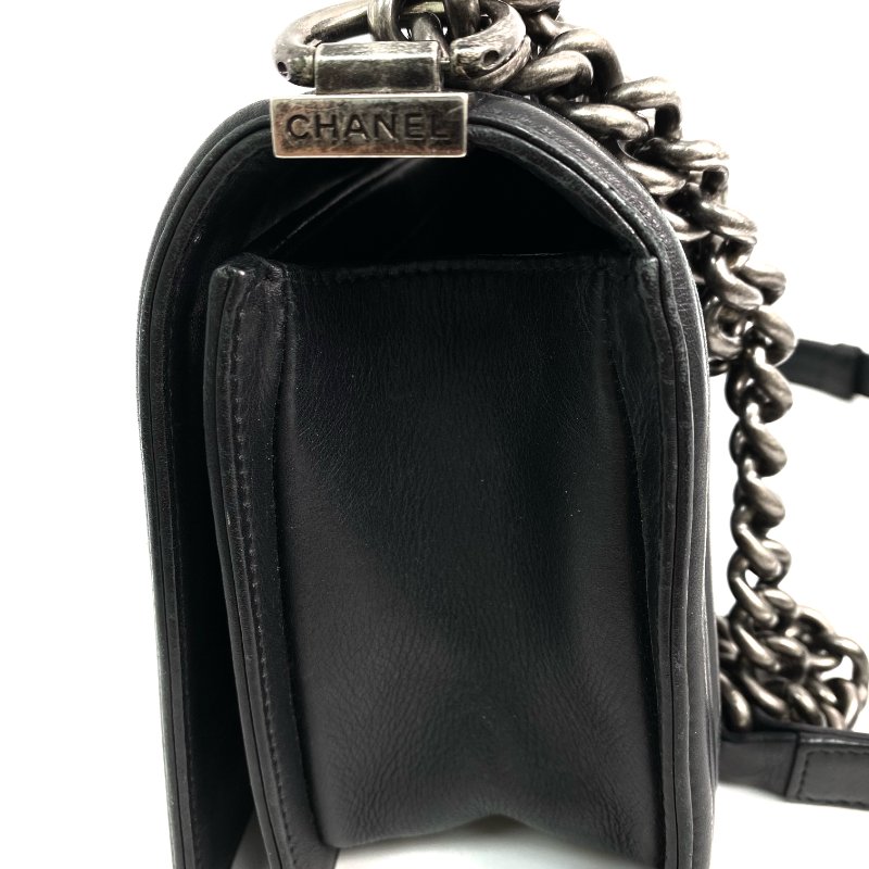 △ Chanel 香奈兒 Black Lambskin Boy 25CM Ruthenium-Finish Metal Chain Shoulder Bag No.19 A92267 黑色小羊皮鍍釕金屬鎖鏈肩背袋No.19 - 267000472-22