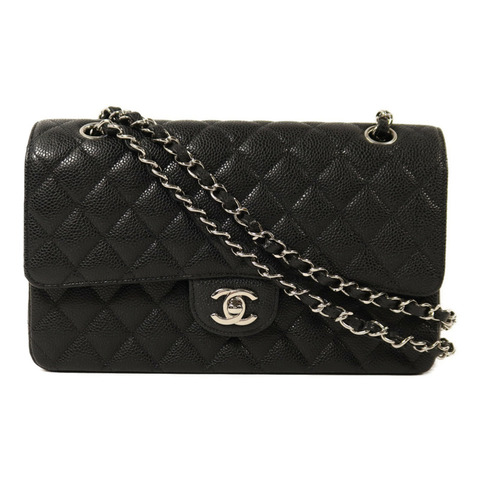 CHANEL 牛皮皮革Classic 25銀扣鏈帶肩背袋