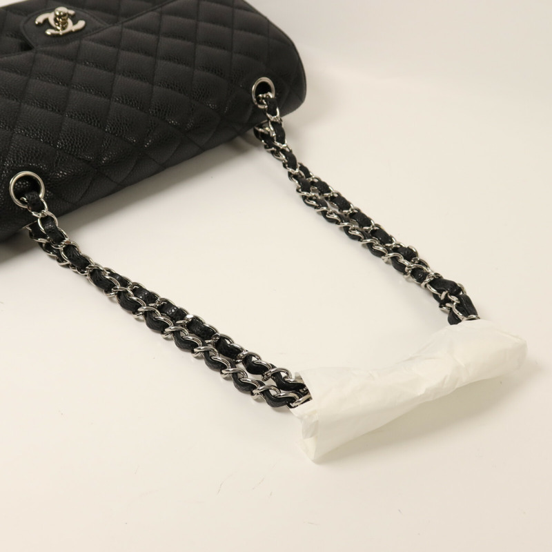 CHANEL 牛皮皮革Classic 25銀扣鏈帶肩背袋-8