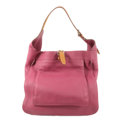 HERMES Clemence皮革Marwar GM銀扣肩背袋Tosca