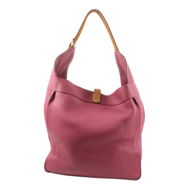 HERMES Clemence皮革Marwar GM銀扣肩背袋Tosca-1