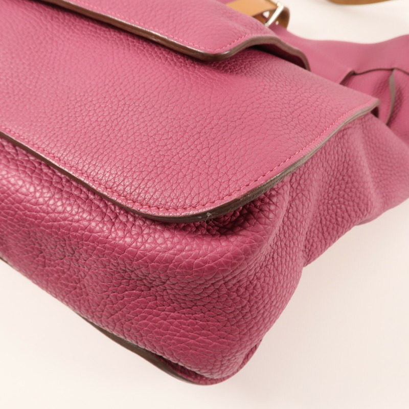 HERMES Clemence皮革Marwar GM銀扣肩背袋Tosca-5