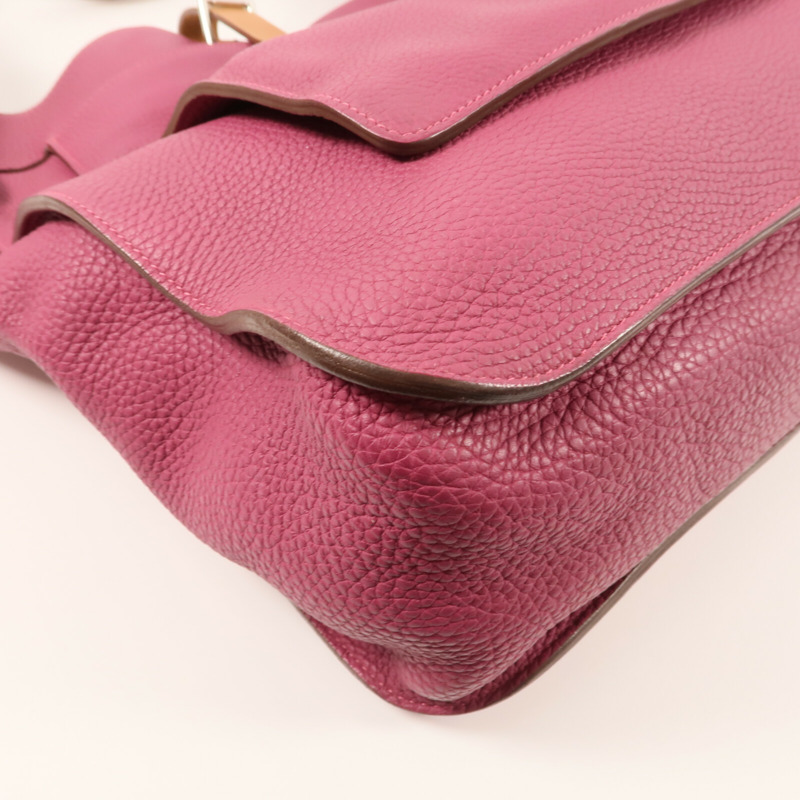 HERMES Clemence皮革Marwar GM銀扣肩背袋Tosca-6