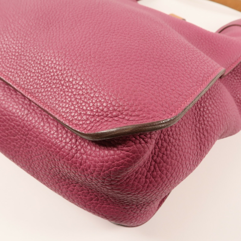 HERMES Clemence皮革Marwar GM銀扣肩背袋Tosca-7