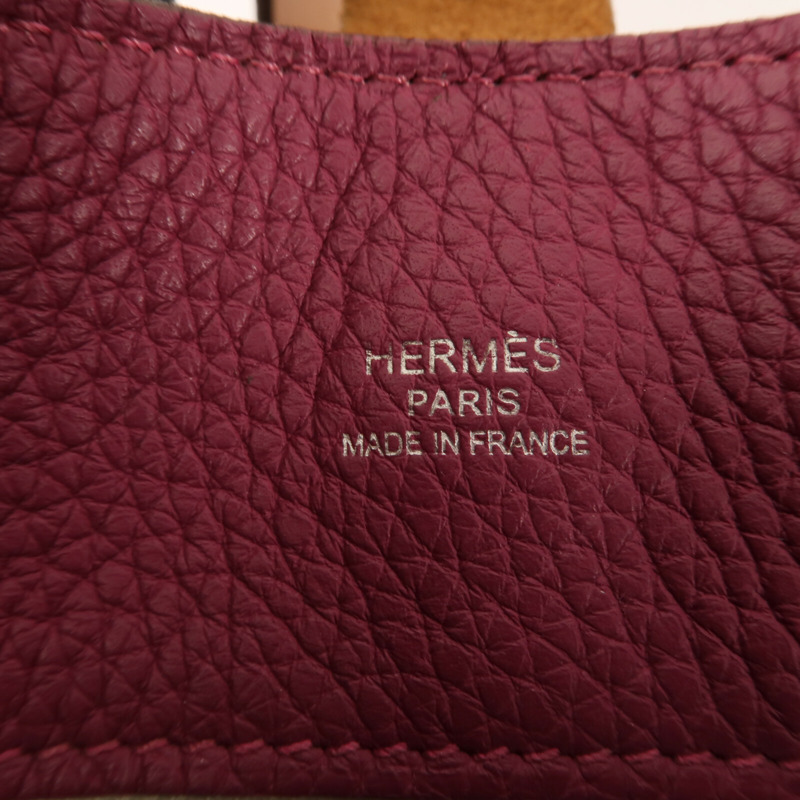 HERMES Clemence皮革Marwar GM銀扣肩背袋Tosca-9