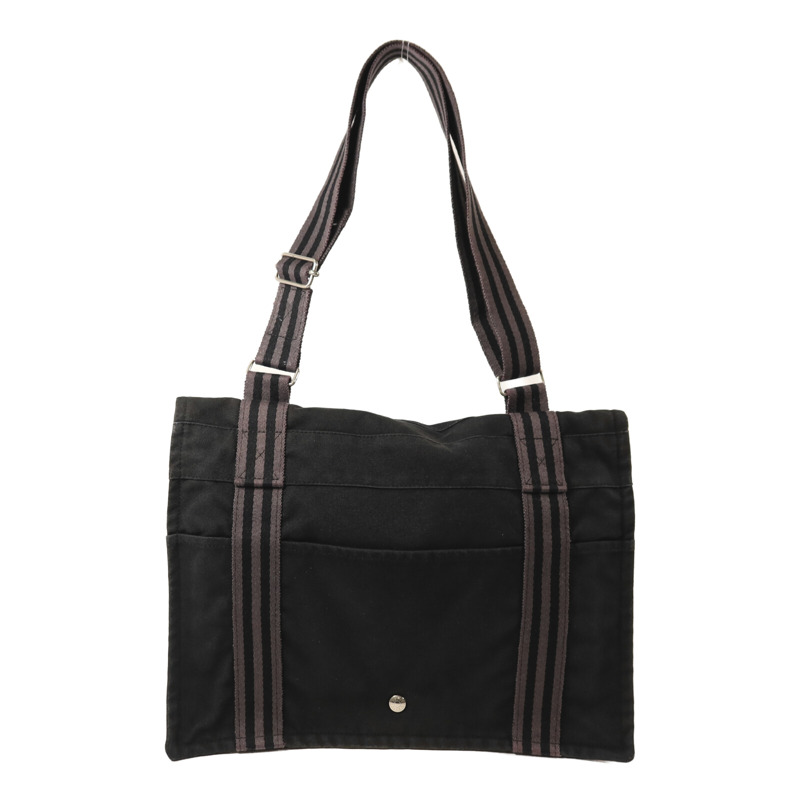 HERMES 帆布Herline Messenger Bag銀扣肩背袋Noir-0