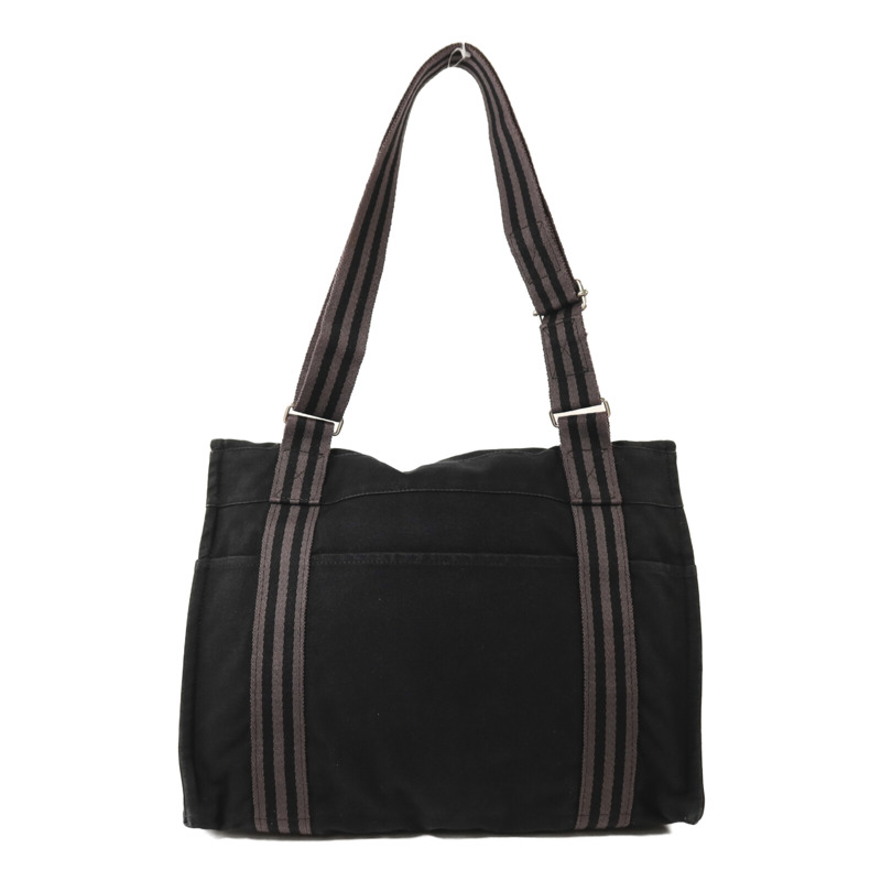 HERMES 帆布Herline Messenger Bag銀扣肩背袋Noir-1