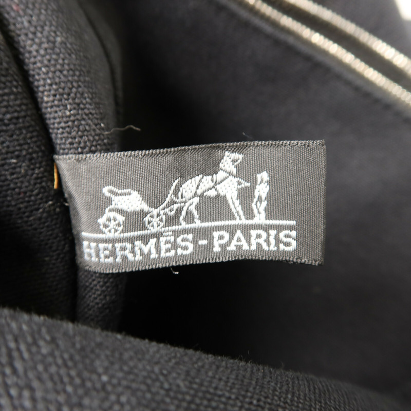 HERMES 帆布Herline Messenger Bag銀扣肩背袋Noir-5