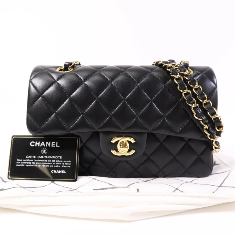 CHANEL 羊皮皮革Classic 23金扣鏈帶肩背袋-9