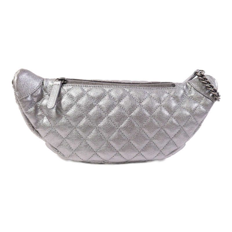 CHANEL 牛皮皮革Belt Bag銀扣鏈帶腰包-1