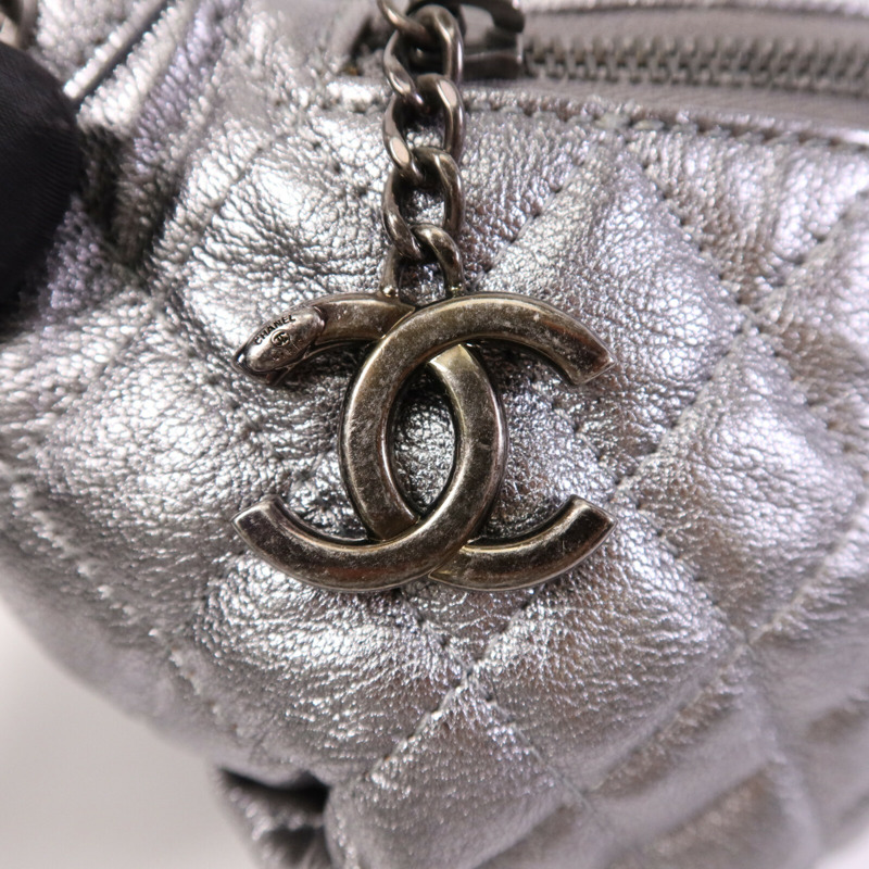 CHANEL 牛皮皮革Belt Bag銀扣鏈帶腰包-6