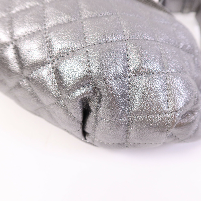 CHANEL 牛皮皮革Belt Bag銀扣鏈帶腰包-10