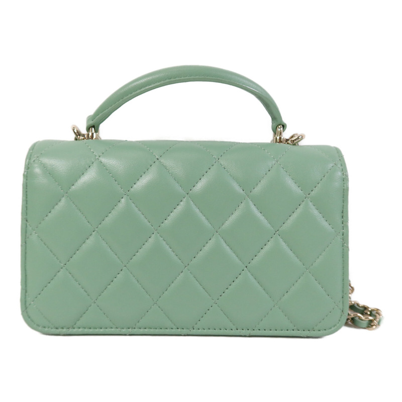 CHANEL 羊皮皮革WOC Wallet On Chain With Handle金扣鏈帶手挽肩背兩用袋-1