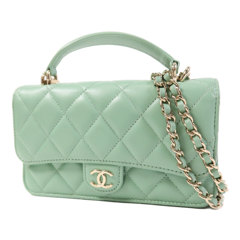 CHANEL 羊皮皮革WOC Wallet On Chain With Handle金扣鏈帶手挽肩背兩用袋-2