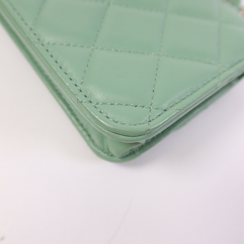 CHANEL 羊皮皮革WOC Wallet On Chain With Handle金扣鏈帶手挽肩背兩用袋-9