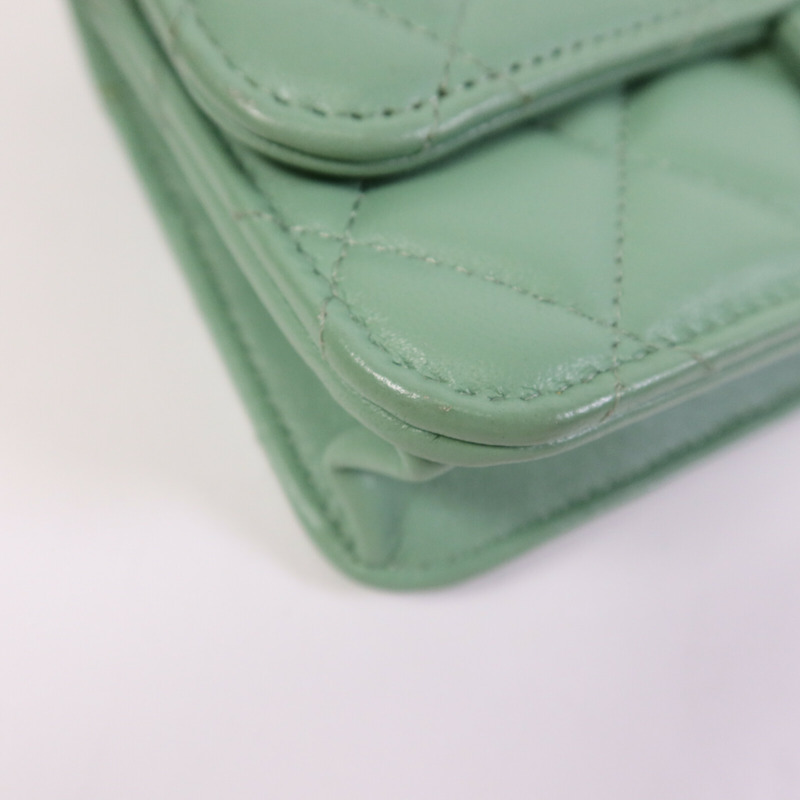 CHANEL 羊皮皮革WOC Wallet On Chain With Handle金扣鏈帶手挽肩背兩用袋-10