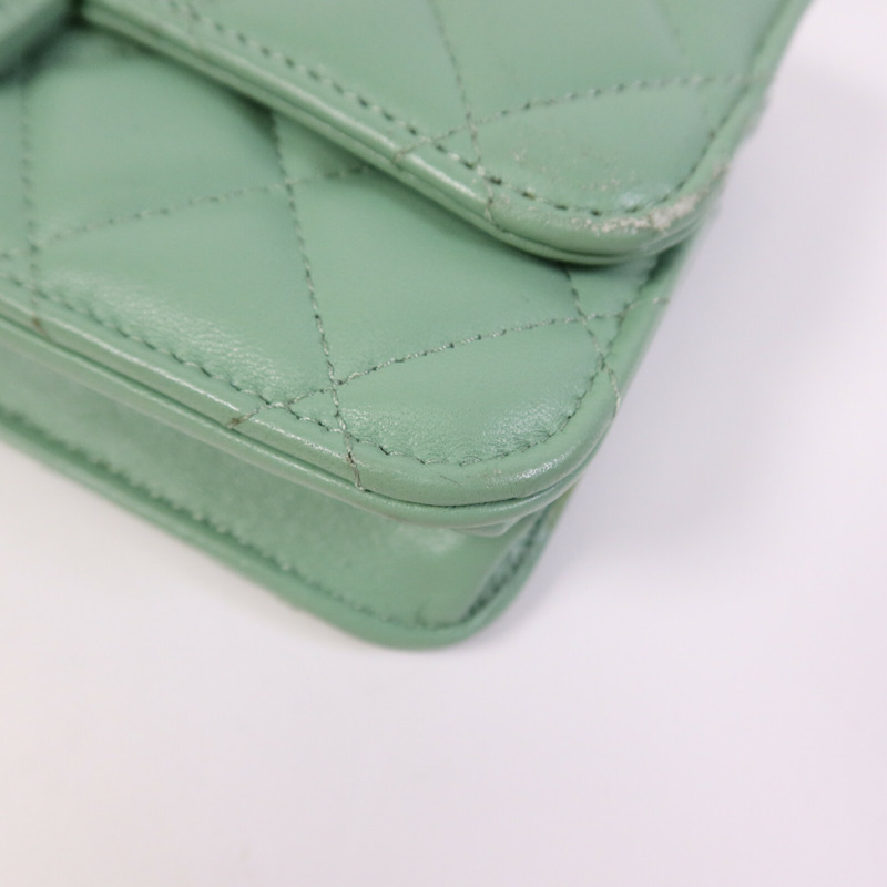 CHANEL 羊皮皮革WOC Wallet On Chain With Handle金扣鏈帶手挽肩背兩用袋-11