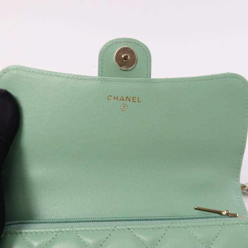 CHANEL 羊皮皮革WOC Wallet On Chain With Handle金扣鏈帶手挽肩背兩用袋-14