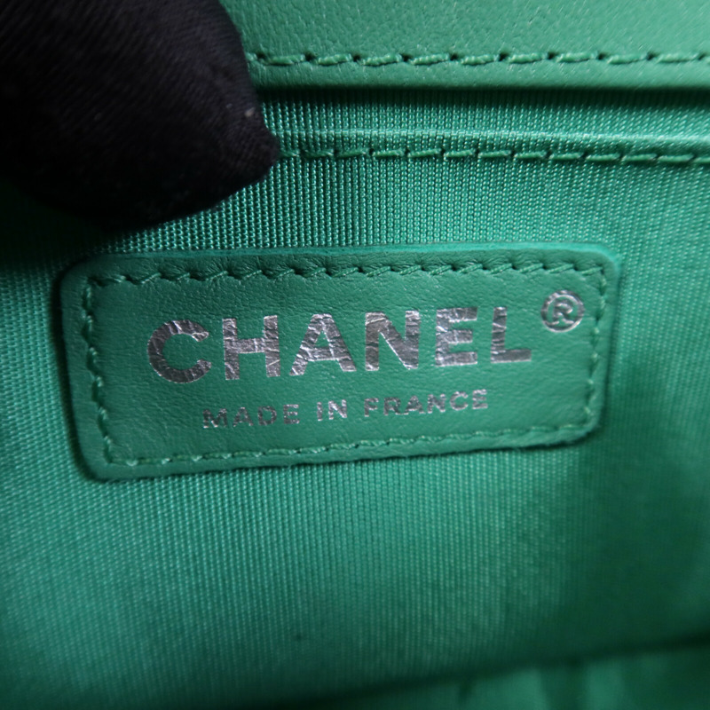 CHANEL 羊皮皮革Boy 20銀扣鏈帶肩背袋-5