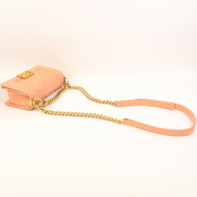 CHANEL 牛皮皮革Boy 20金扣鏈帶肩背袋-7