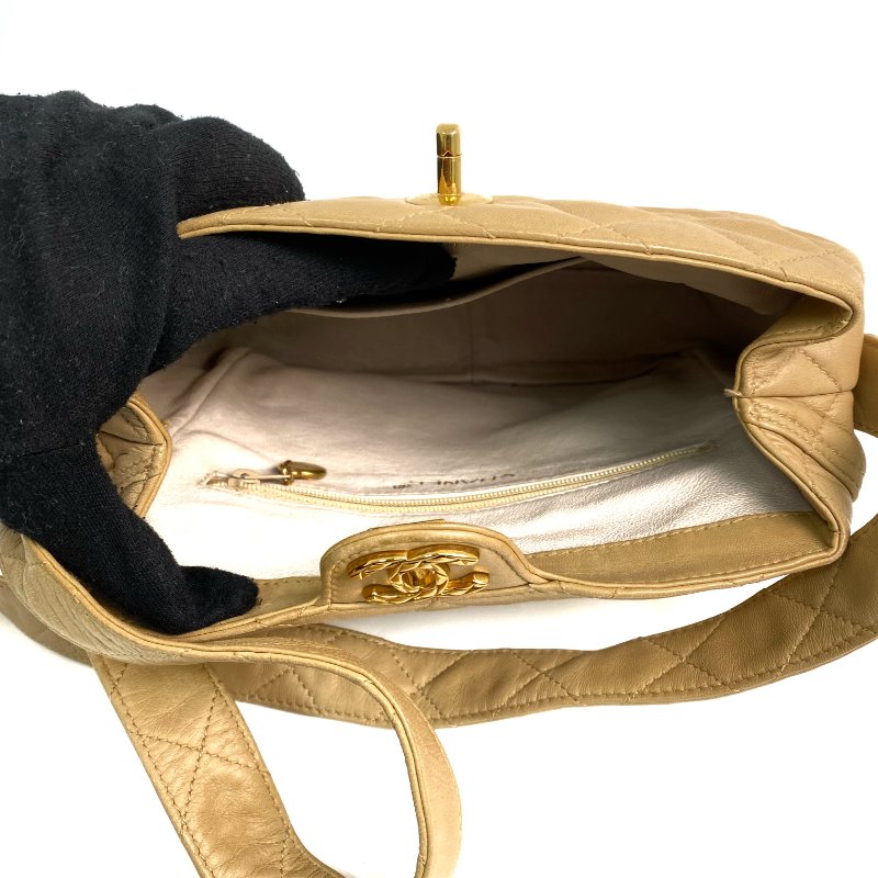 △ Chanel 香奈兒 Beige Lambskin Gold Tone Metal Vintage Shoulder Bag No.2 淺褐色小羊皮金色金屬經典肩背袋No.2 - 267000336-14