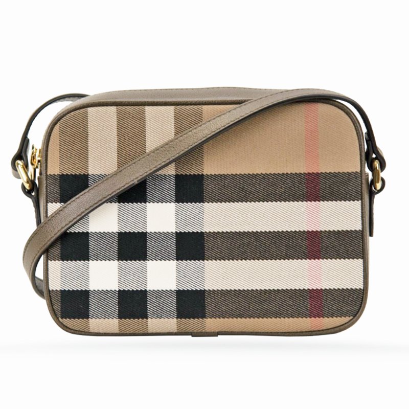 【門市全新現貨】BURBERRY 經典格紋帆布拚皮革相機包斜背包 (附原廠防塵袋)-0