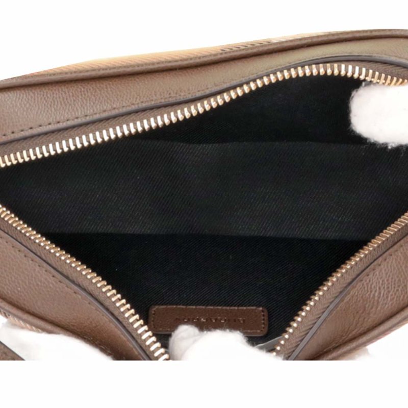 【門市全新現貨】BURBERRY 經典格紋帆布拚皮革相機包斜背包 (附原廠防塵袋)-4