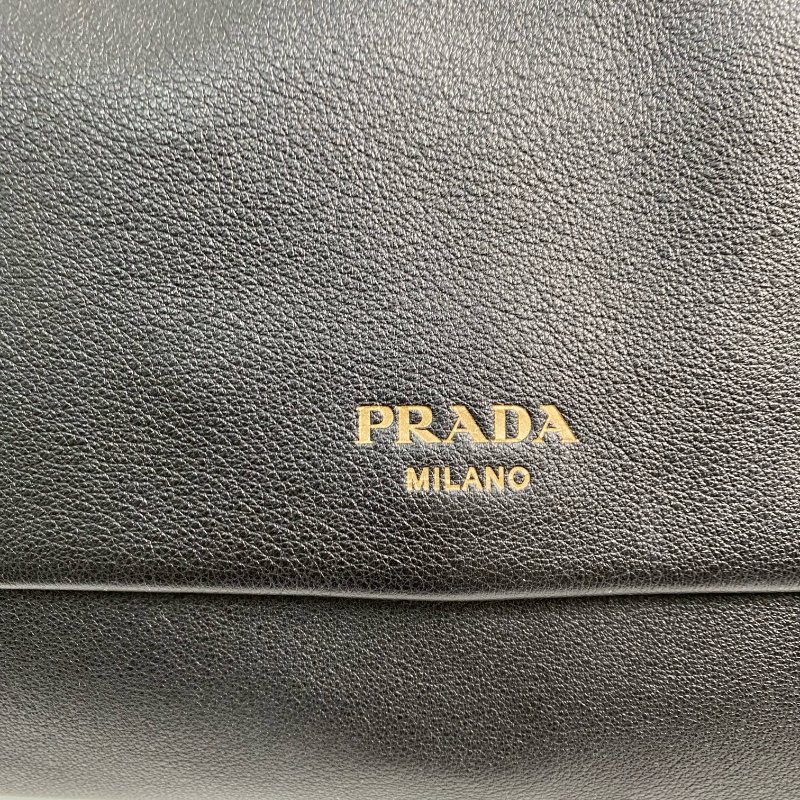 △ Prada 普拉達 Black Calfskin Medium Doux Chain Shoulder Bag 黑色小牛皮鎖鏈肩背袋 - 267000719-12