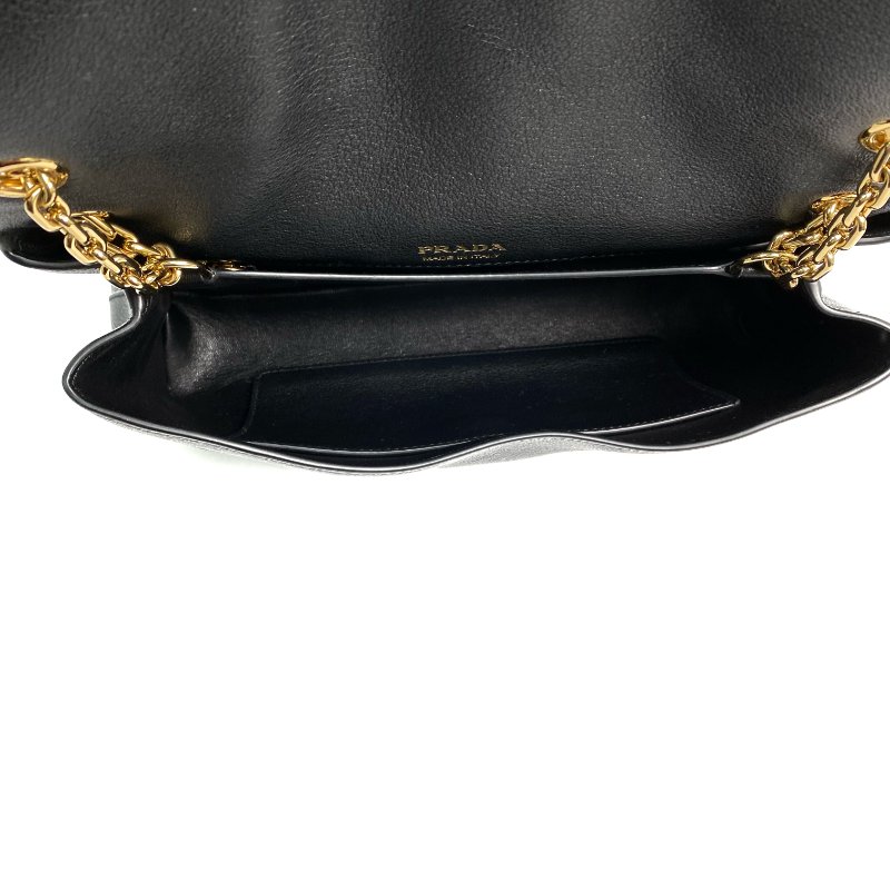△ Prada 普拉達 Black Calfskin Medium Doux Chain Shoulder Bag 黑色小牛皮鎖鏈肩背袋 - 267000719-14