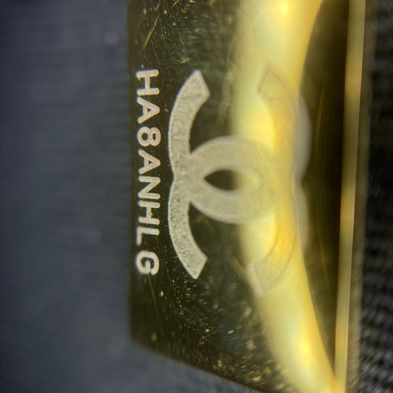 Chanel 握把 WOC 黑金羊皮包-17