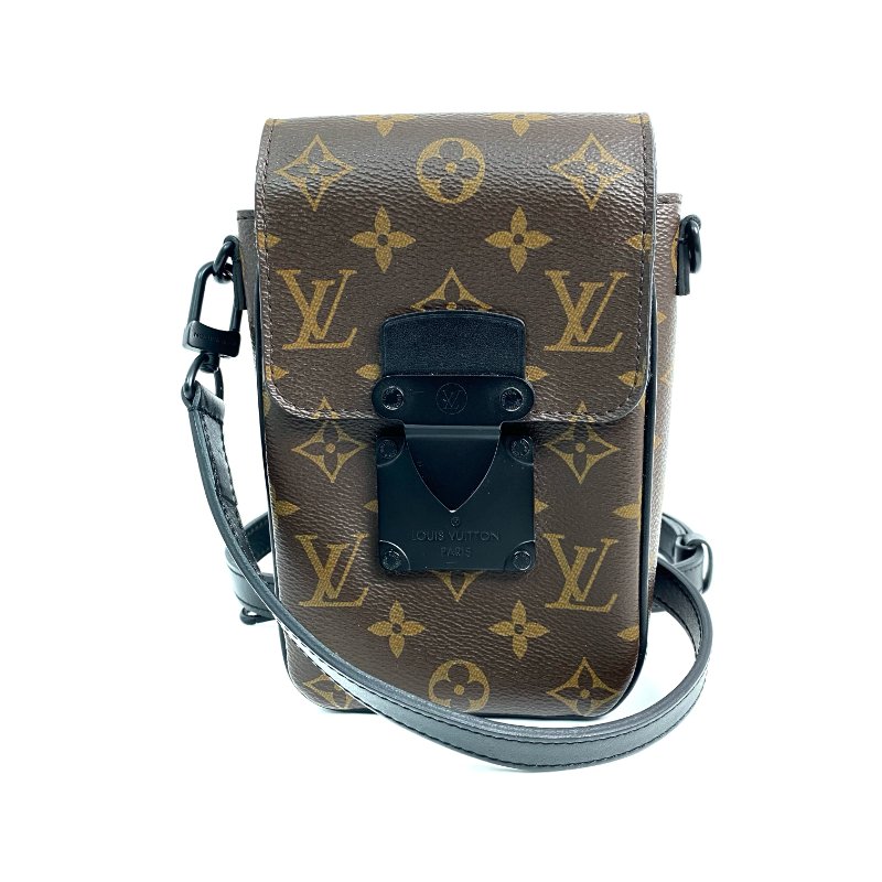 △ Louis Vuitton 路易威登 Brown Coated Canvas Monogram S-Lock Vertical Shoulder Bag M81522 啡色塗層帆布經典老花肩背袋 - 267000548-1