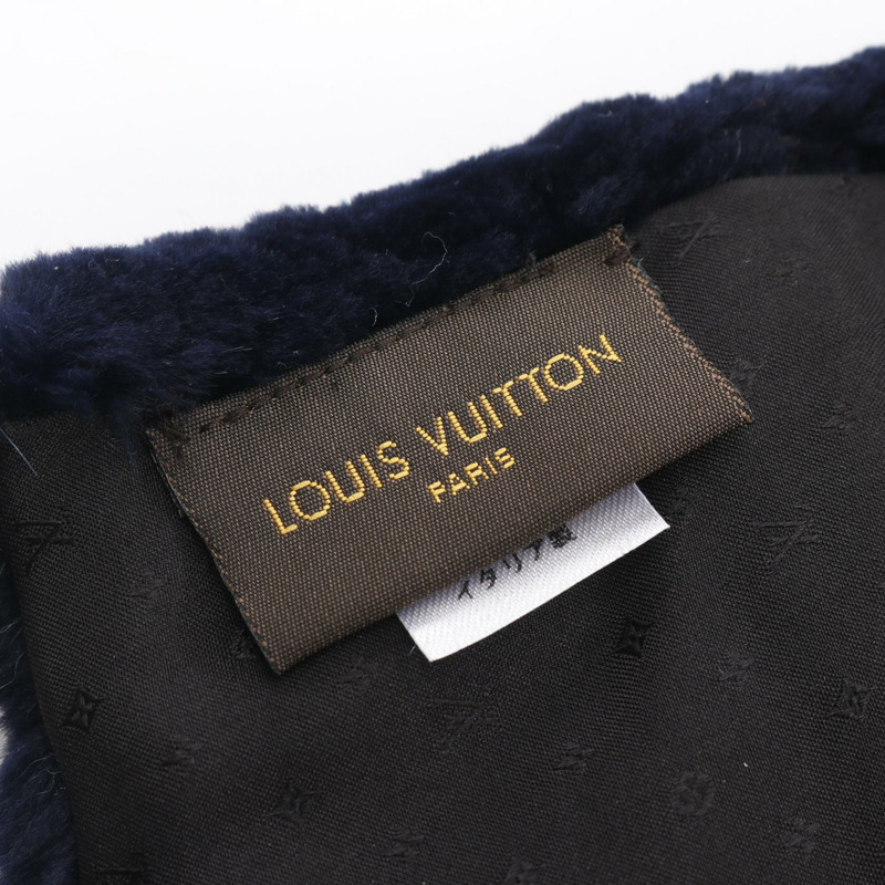 路易威登 (LOUIS VUITTON) LV 印花圍巾披肩 M730241 毛絨海軍藍粉色 二手 女士-2