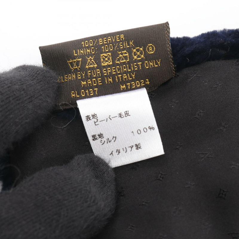 路易威登 (LOUIS VUITTON) LV 印花圍巾披肩 M730241 毛絨海軍藍粉色 二手 女士-3