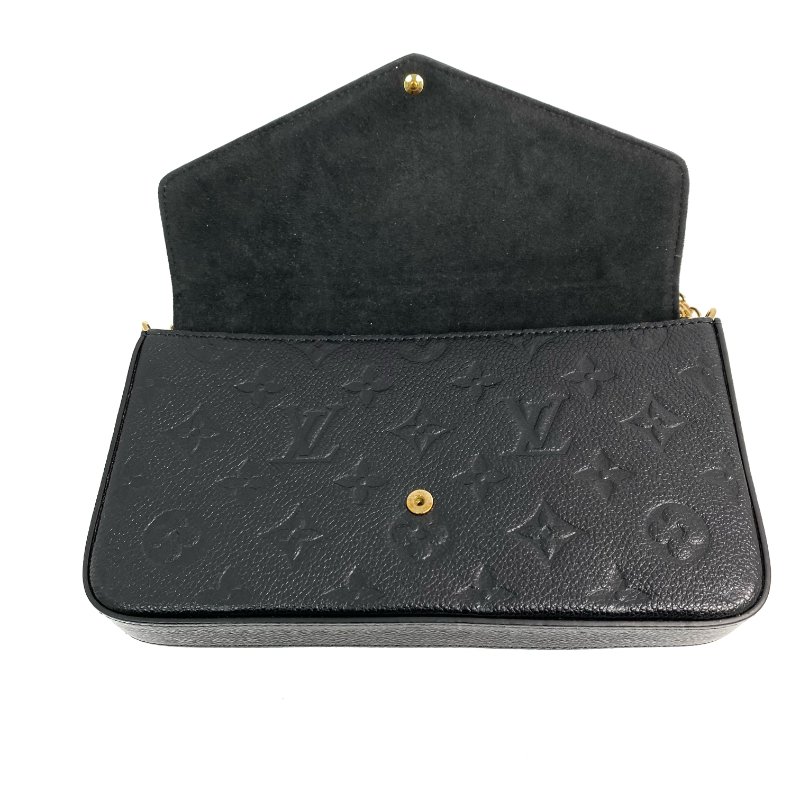 △ Louis Vuitton 路易威登 Brown Coated Canvas Monogram Empreinte Calfskin Felicie Pochette Chain Shoulder Bag M82477 黑色小牛皮經典老花鎖鏈肩背袋 - 267000578-11