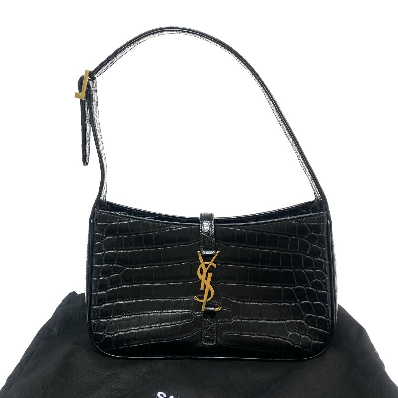 △ Saint Laurent 聖羅蘭 Black Crocodile Embossed Calfskin LE 5 A 7 Shoulder Bag 黑色鰐魚壓紋小牛皮肩背袋 - 267000569-0