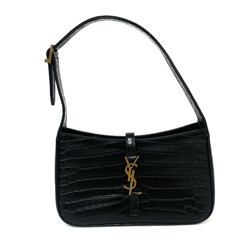 △ Saint Laurent 聖羅蘭 Black Crocodile Embossed Calfskin LE 5 A 7 Shoulder Bag 黑色鰐魚壓紋小牛皮肩背袋 - 267000569-1