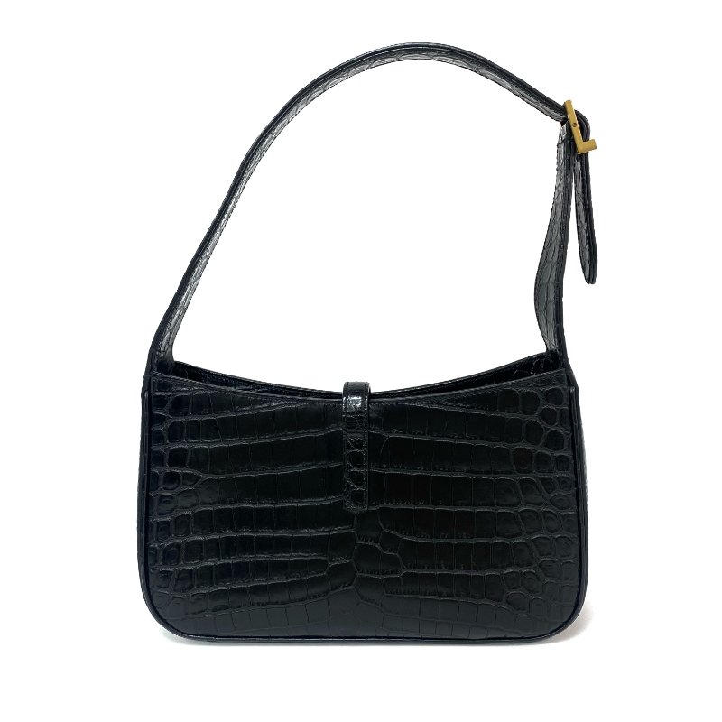 △ Saint Laurent 聖羅蘭 Black Crocodile Embossed Calfskin LE 5 A 7 Shoulder Bag 黑色鰐魚壓紋小牛皮肩背袋 - 267000569-3
