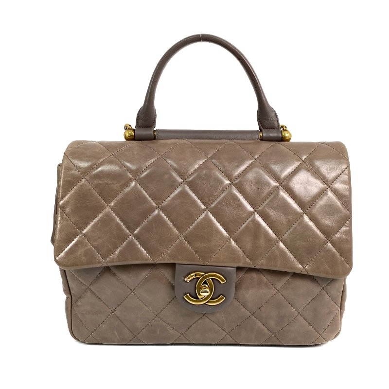 △ Chanel 香奈兒 Beige Calfskin Gold Tone Metal Rome Handle 2 Way Bag No.23 A93424 淺褐色小牛皮金色金屬兩用袋No.23 - 267000814-1