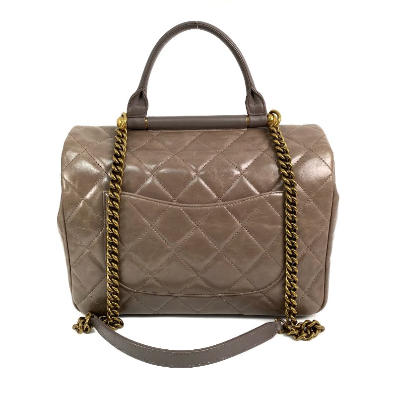 △ Chanel 香奈兒 Beige Calfskin Gold Tone Metal Rome Handle 2 Way Bag No.23 A93424 淺褐色小牛皮金色金屬兩用袋No.23 - 267000814-2