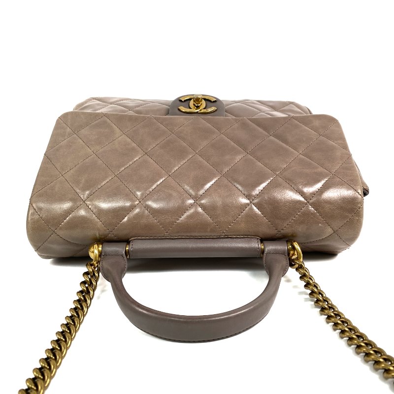 △ Chanel 香奈兒 Beige Calfskin Gold Tone Metal Rome Handle 2 Way Bag No.23 A93424 淺褐色小牛皮金色金屬兩用袋No.23 - 267000814-6