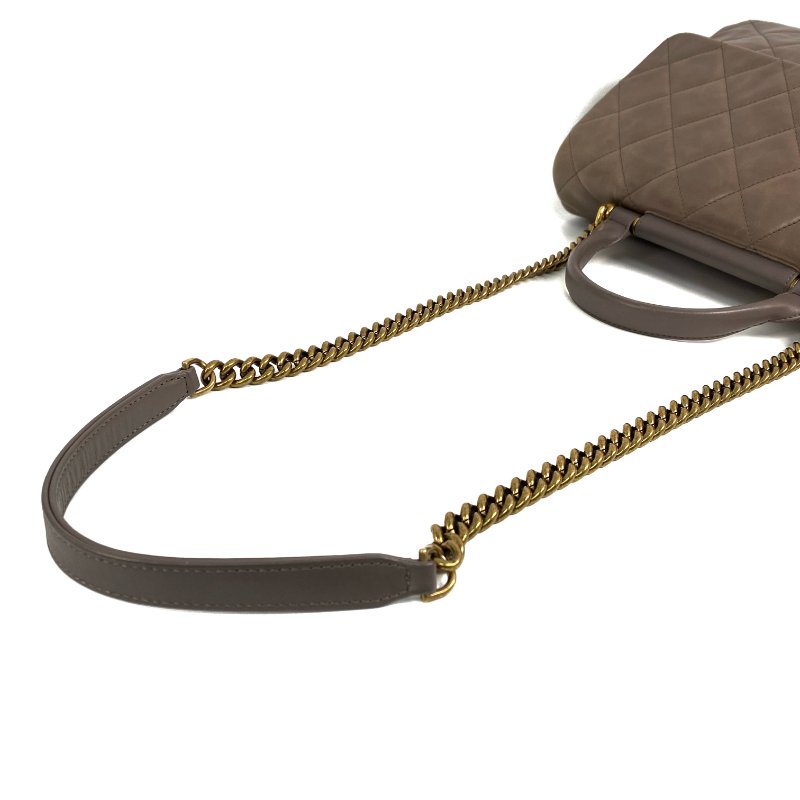 △ Chanel 香奈兒 Beige Calfskin Gold Tone Metal Rome Handle 2 Way Bag No.23 A93424 淺褐色小牛皮金色金屬兩用袋No.23 - 267000814-8