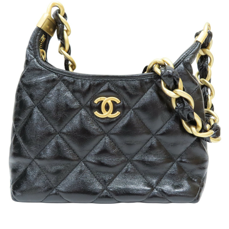 黑色 亮面牛皮 Hobo 肩背包【CHANEL 香奈兒】 AS4922-0