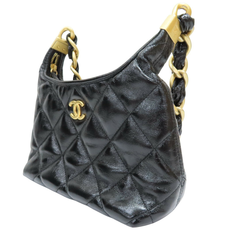 黑色 亮面牛皮 Hobo 肩背包【CHANEL 香奈兒】 AS4922-1
