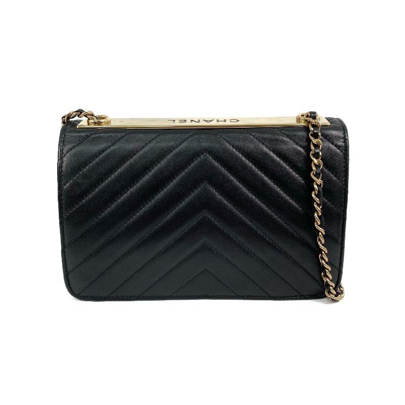△ Chanel 香奈兒 19CM Black Lambskin Gold Tone Metal V-Stitch Trendy CC Wallet On Chain No.25 A80982 黑色小羊皮金色金屬鎖鏈銀包No.25 - 267000499-1