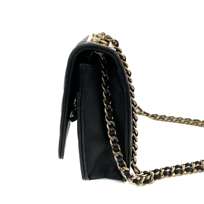 △ Chanel 香奈兒 19CM Black Lambskin Gold Tone Metal V-Stitch Trendy CC Wallet On Chain No.25 A80982 黑色小羊皮金色金屬鎖鏈銀包No.25 - 267000499-2