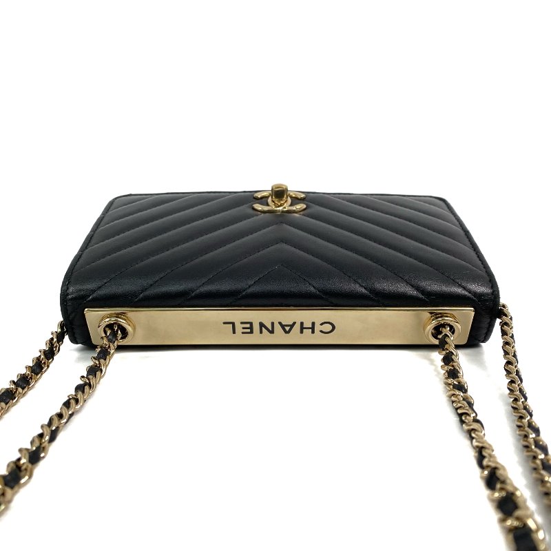 △ Chanel 香奈兒 19CM Black Lambskin Gold Tone Metal V-Stitch Trendy CC Wallet On Chain No.25 A80982 黑色小羊皮金色金屬鎖鏈銀包No.25 - 267000499-5
