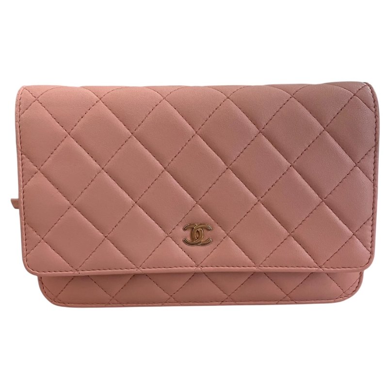 CHANEL 香奈兒 WOC 斜背包 羊皮 粉紅色 金釦-1